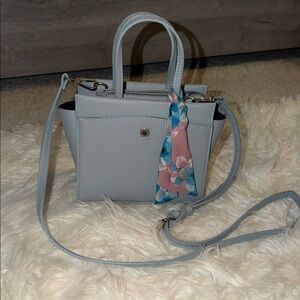 New Steve Madden Light Gray Mini Bag with Floral Scarf